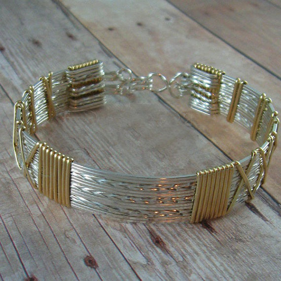 Bracelet traditionnel néo-classique, sterling et or