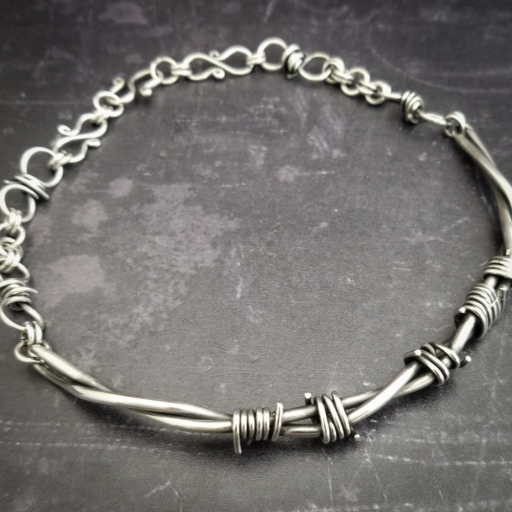 BRAMBLES Barbed Collar, Sterling – MY SECRET HEART STUDIOS