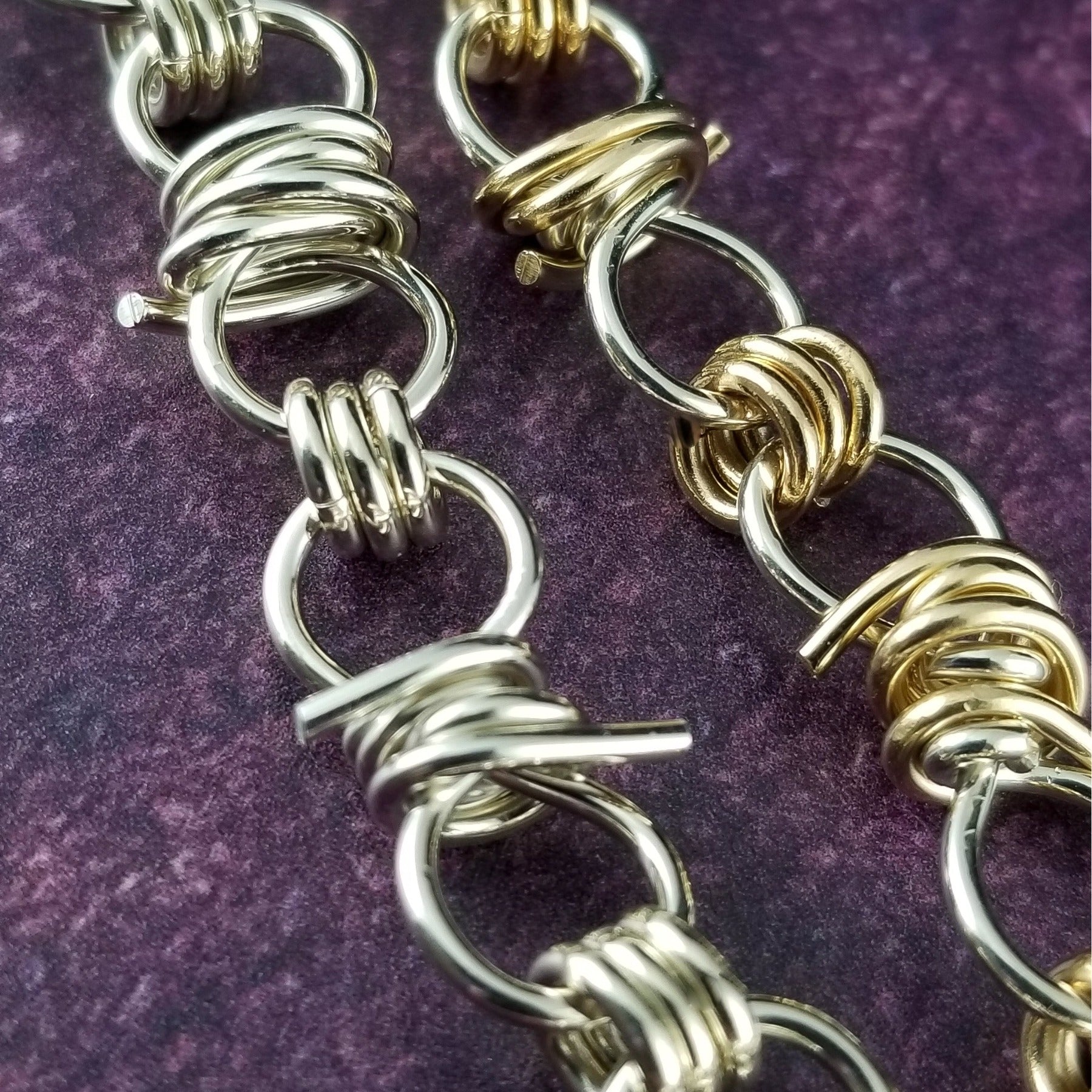 BRAMBLES Barbed Chain Bracelet / Anklet {Locking or Traditional}, Sterling  or Sterling and Gold