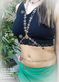 COLLAR, Submissive Locking Triquetra & Gems, CELTIC PRIESTESS, LAPIS and 14K Gold Filled