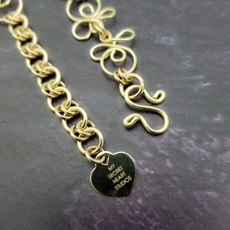 COLLAR, Submissive Locking Triquetra & Gems, CELTIC PRIESTESS, LAPIS and 14K Gold Filled