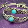 CELTIC JOURNEY Gemstone Locking Submissive Cuffs, Sterling and Amazonite. My Secret Heart Studios
