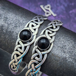 CELTIC JOURNEY Gemstone Locking Submissive Cuffs, Sterling and Onyx. My Secret Heart Studios