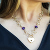 COLLAR, Submissive Locking Links & Gems, CELTIC PRIESTESS, Rainbow Topaz and 14K Gold Filled