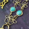 COLLAR, Submissive Locking Triquetra Medallion & Gems, CELTIC PRIESTESS, AMAZONITE 14K Gold Filled
