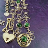 THE CELTIC PRIESTESS LOCKING BELT features chain links inspired by Celtic knots, all created entirely by hand using only a few hand tools. The links are then tumbled with steel shot, creating strength and durability, as well as a silky smoothness. Chrome Diopside and Gold Filled Links. By My Secret Heart Studios