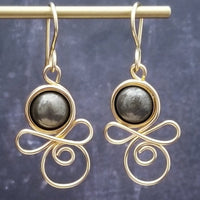 EARRINGS, CELTIC PRIESTESS Links and Gemstones, 14K Gold Filled