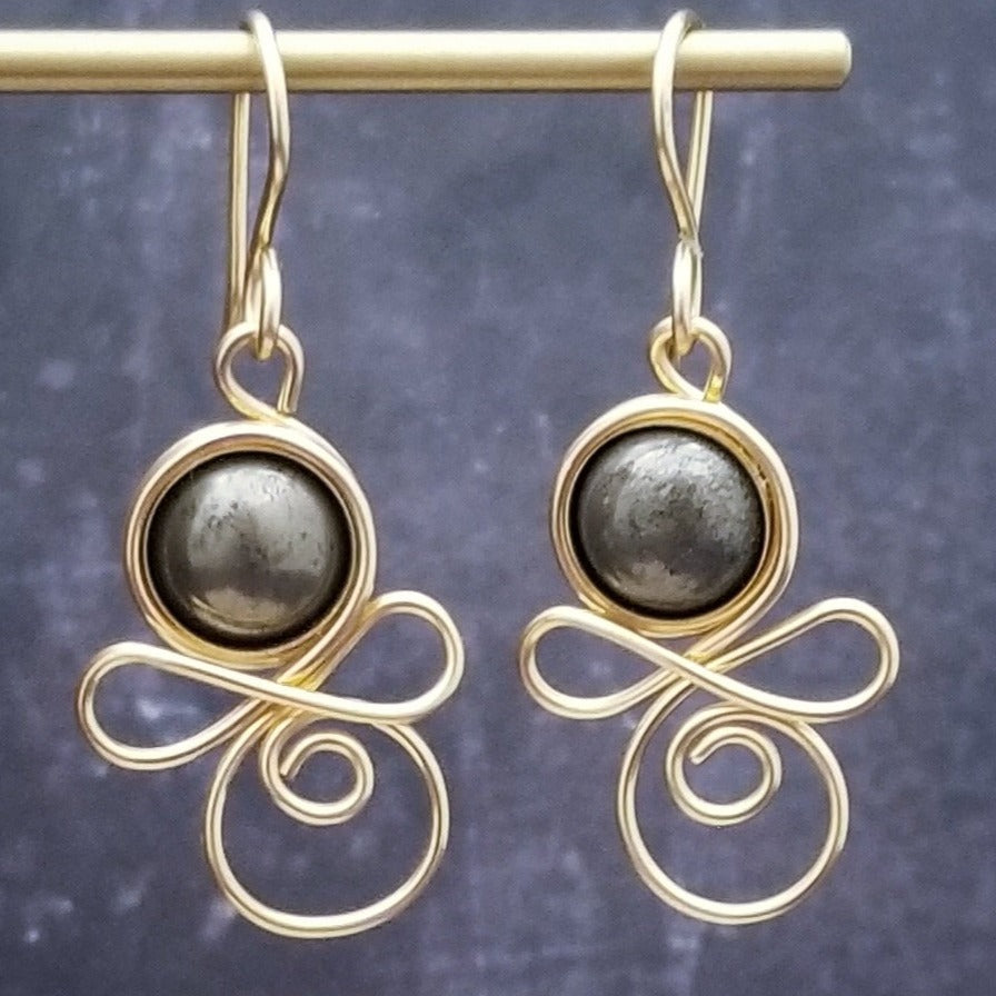 EARRINGS, CELTIC PRIESTESS Links and Gemstones, 14K Gold Filled