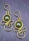 EARRINGS, CELTIC PRIESTESS Links and Gemstones, 14K Gold Filled