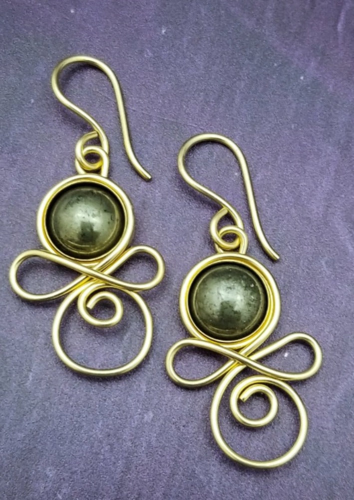 EARRINGS, CELTIC PRIESTESS Links and Gemstones, 14K Gold Filled