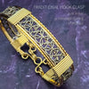 Crafted with a luxurious combination of Art Deco inspired sterling silver and accents of 14k Gold Filled, the DEKKA BDSM Submissive Collar exhibits a unique and feminine style. My Secret Heart Studios