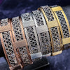 Crafted with a luxurious combination of Art Deco inspired sterling silver and accents of 14k Gold Filled, the DEKKA BDSM Submissive Collar exhibits a unique and feminine style. My Secret Heart Studios