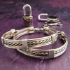 Our Entwined Collection is themed around ropes, paying homage to the ancient art of shibari. These locking BDSM submissive bracelets are so beautifully discreet.  Created in sterling with slim bands of 14k gold filled accents. Can be worn as wrist or ankle restraints.  