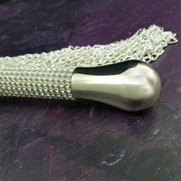 Decisions ... Decisions .... Should you tease, or punish? Imagine Your sub's delight {or trepidation, lol} when they see gorgeous chain flogger! The crystal encrusted silver handle is so pretty, but damn those chains bite! 