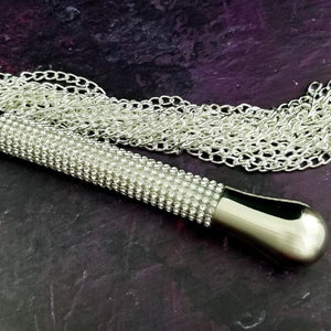 Decisions ... Decisions .... Should you tease, or punish? Imagine Your sub's delight {or trepidation, lol} when they see gorgeous chain flogger! The crystal encrusted silver handle is so pretty, but damn those chains bite! 