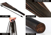 Fit for a Master, this stylish and luxurious flogger will look amazing in your dungeon. Perfect for impact play, imagine the feel and sounds as the leather impacts on your sub's body.