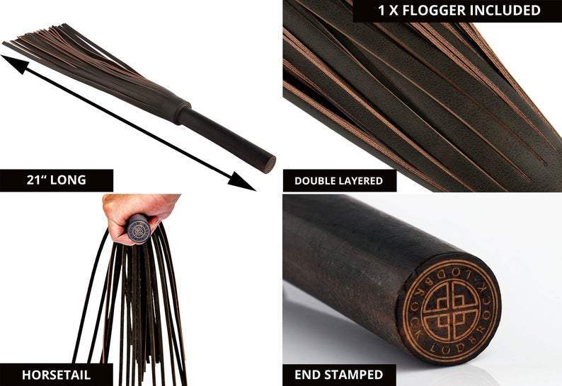 Fit for a Master, this stylish and luxurious flogger will look amazing in your dungeon. Perfect for impact play, imagine the feel and sounds as the leather impacts on your sub's body.