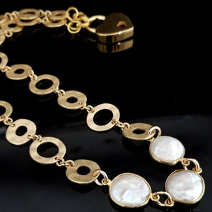  Show your Ownership / submission in such a unique and beautiful way with this Gold Chain and Freshwater Pearl Collar