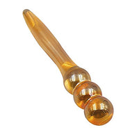 A sexy massager in stunning iridescent amber glass ... imagine the sleek contours of the warm glass on oiled skin.  Designed with sensual play in mind.
