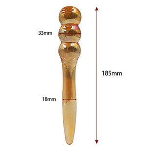 A sexy massager in stunning iridescent amber glass ... imagine the sleek contours of the warm glass on oiled skin.  Designed with sensual play in mind.