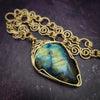 Infinity Locking Soft Chain Collar, Gold and Labradorite, One of A Kind, My Secret Heart Studios. 09