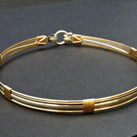 The JANUS collection of artisan BDSM jewelry is reminiscent of ancient Rome. The Janus Submissive Collar is a locking collar made of gleaming sterling silver with 14k gold filled accents