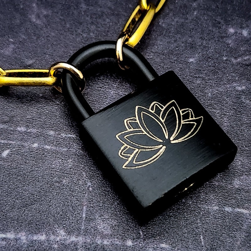 KOSSA Lock and Chain Collar, Black Matte LOTUS {LIMITED RELEASE} – MY  SECRET HEART STUDIOS