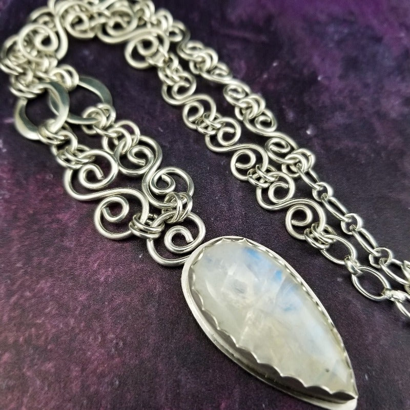 MIRABELLA Infinity Soft Chain Collar, Sterling with Moonstone {One of A Kind}