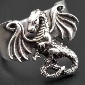 Dark and mystical, the dragon symbolizes wisdom, power and strength. Sterling Silver Ring