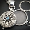 LIMITED EDITION PHOTO LOCKET, Celtic Good Luck Medallion with Swiss Blue Topaz