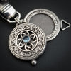 LIMITED EDITION PHOTO LOCKET, Celtic Good Luck Medallion with Swiss Blue Topaz