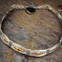BEADED Submissive Collar, Sterling with Mixed Metal Beads
