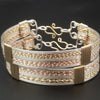Luxury BDSM Submissive HandCuff Bracelets created with a mix of gleaming precious metals of Sterling Silver, with Hand Twisted Strands of 14K Yellow Gold Filled and Rose Gold Accented with hefty bands of Sterling Silver