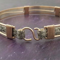 A gold and silver bracelet with a CLASPS for Solid Collars, Handcrafted #001 clasp by MY SECRET HEART STUDIOS.