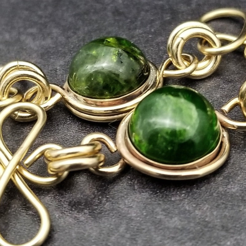COLLAR, Submissive Locking Links & Gems, CELTIC PRIESTESS, NEPHRITE JADE and 14K Gold Filled