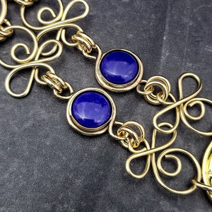 COLLAR, Submissive Locking Triquetra & Gems, CELTIC PRIESTESS, LAPIS and 14K Gold Filled