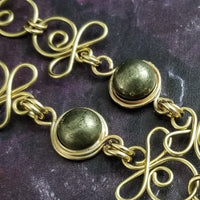 COLLAR, Submissive Locking Triquetra & Gems, CELTIC PRIESTESS, PYRITE and 14K Gold Filled
