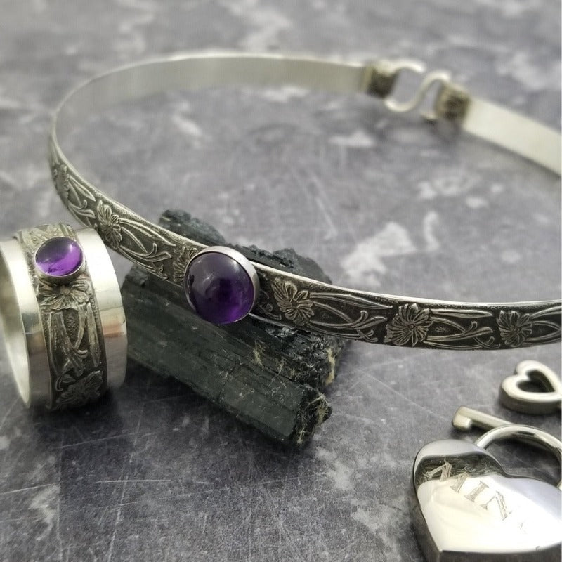 CUSTOM DESIGN, SOFT & SWEET COLLAR and SPINNING RING, AMETHYST