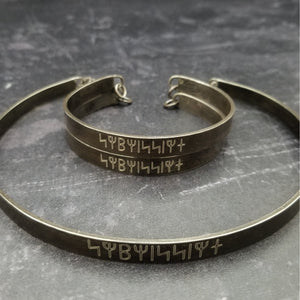 ANCIENT MESSAGE LOCKING CUFFS, Submissive {Rune} With FREE ENGRAVING inside