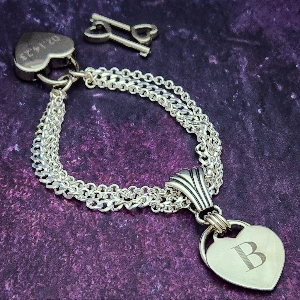 BELLINI BDSM Locking Submissive Bracelet with Engraved Slides {Please see the choices}