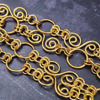 SOLD - READY TO SHIP INFINITY SOFT LOCKING CHAIN COLLAR, Gold with Ocean Jasper, One of A Kind