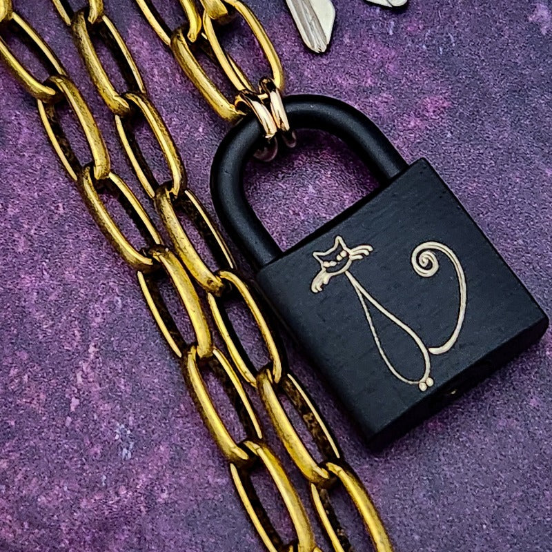 KOSSA Lock and Chain Collar, Black Matte LOTUS {LIMITED RELEASE