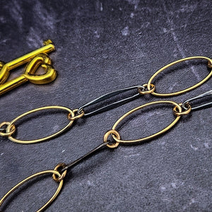 SET- AMARI Collar, Handcuff Bracelets & FREE Opulent Conversion Chain, Black and Gold, BOLD {Valued at $834}