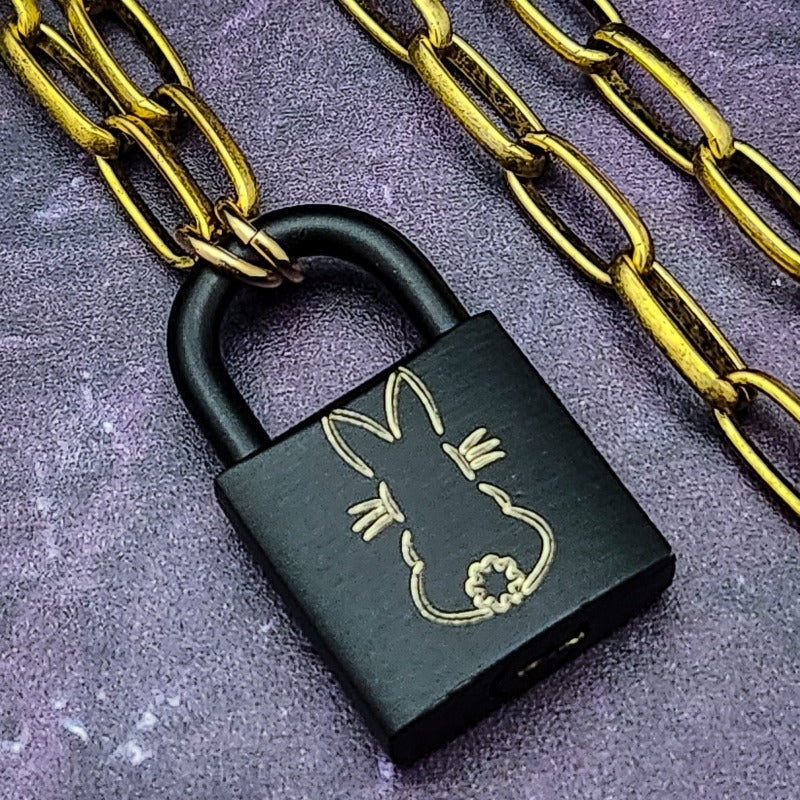 LOUIS VUITTON Necklace Pendant AUTH LV LOGO Key padlock Flower Heart Chain  F/S