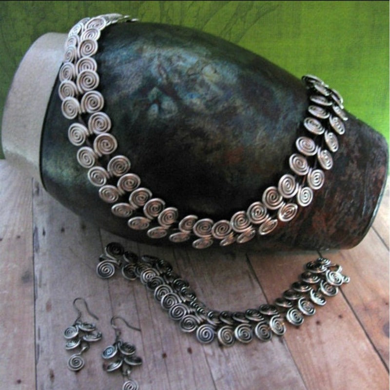 EGYPTIAN COILS COLLAR, BRACELET and EARRINGS