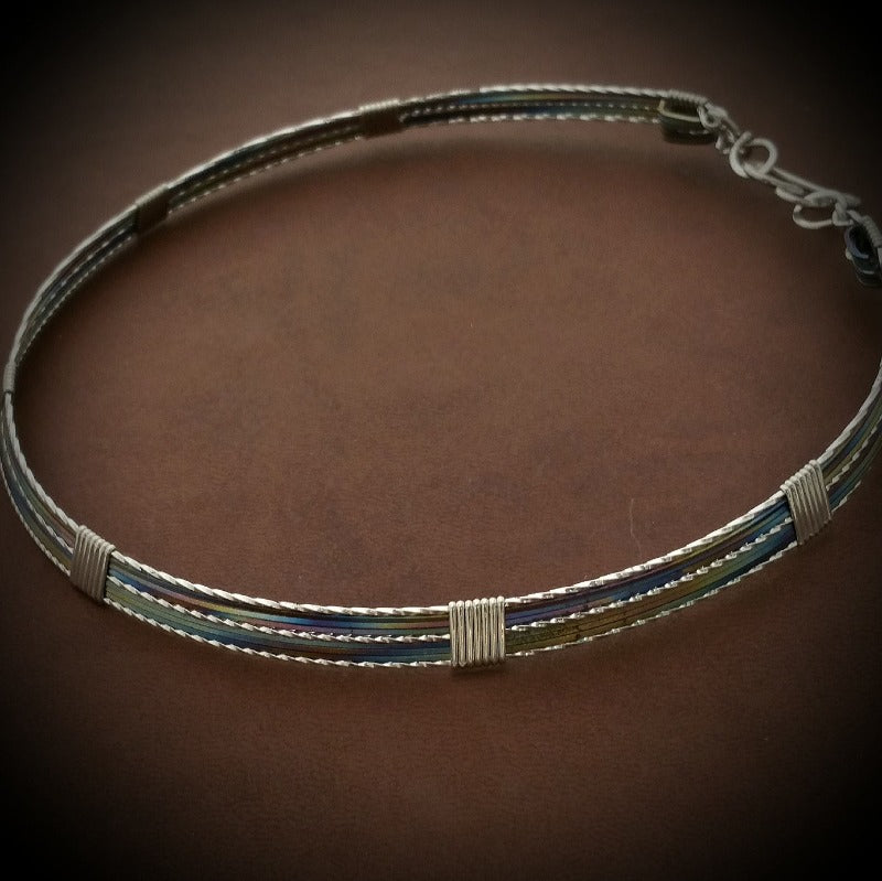SOLD~ TEMPTRESS COLLAR, Rainbow Titanium & Sterling