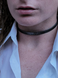 Share a secret. Rune font creates a unique collar with a secret message. The outside inscription is engraved in Rune symbols for Submissive, and the inside is engraved  with your choice of inscription