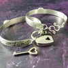 Silver and Lapis. What a luxurious way to show your Ownership / submission. Beautifully feminine and romantic locking handcuffs or anklets. This addition to our SOFT and SWEET Collection is created in precious metals and and all natural gemstones accented with coordinating wire accents. BDSM has never been so luxurious.