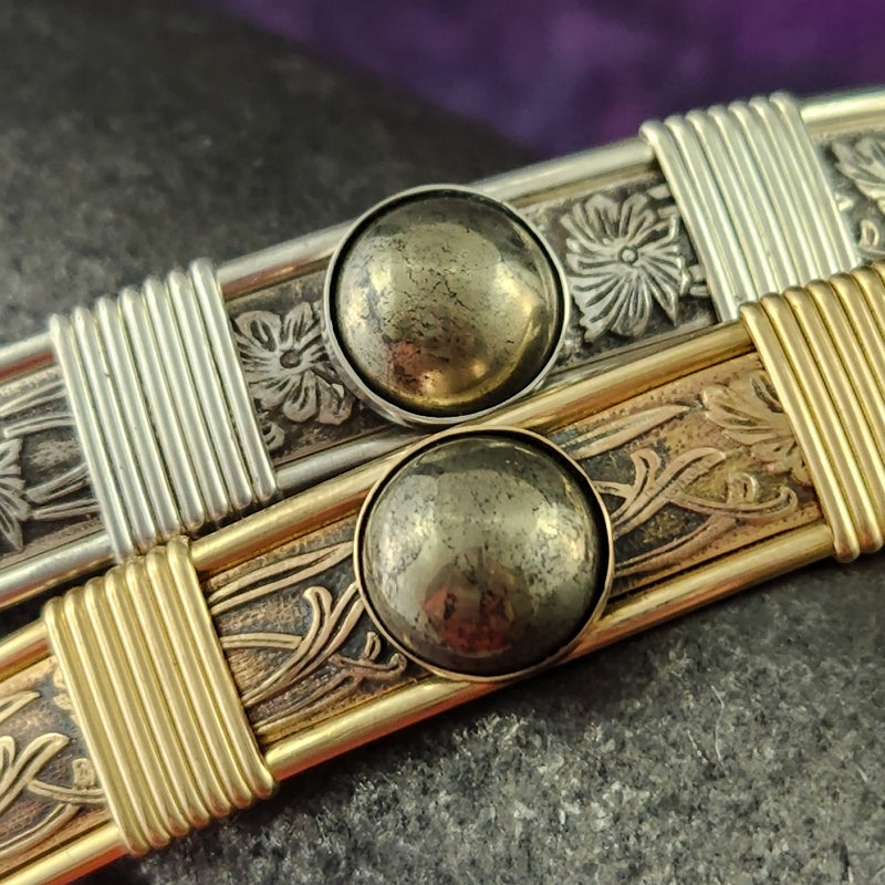 Soft and Sweet BDSM Locking Gemstone Collar, Sterling and Pyrite, My Secret Heart Studios