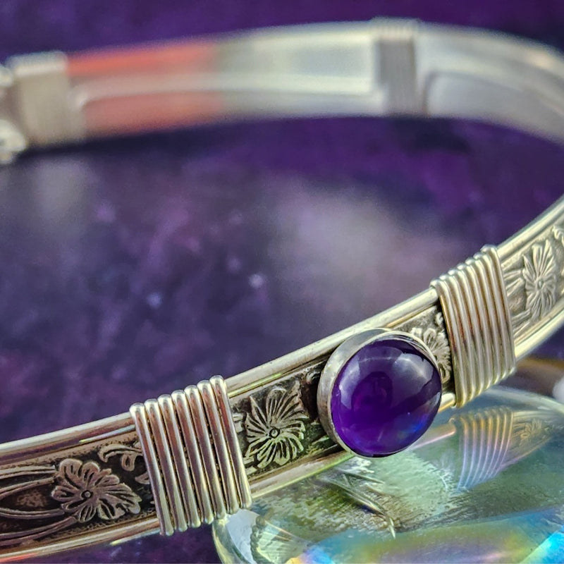 SOFT and SWEET Adjustable Locking Collar, Sterling and Amethyst